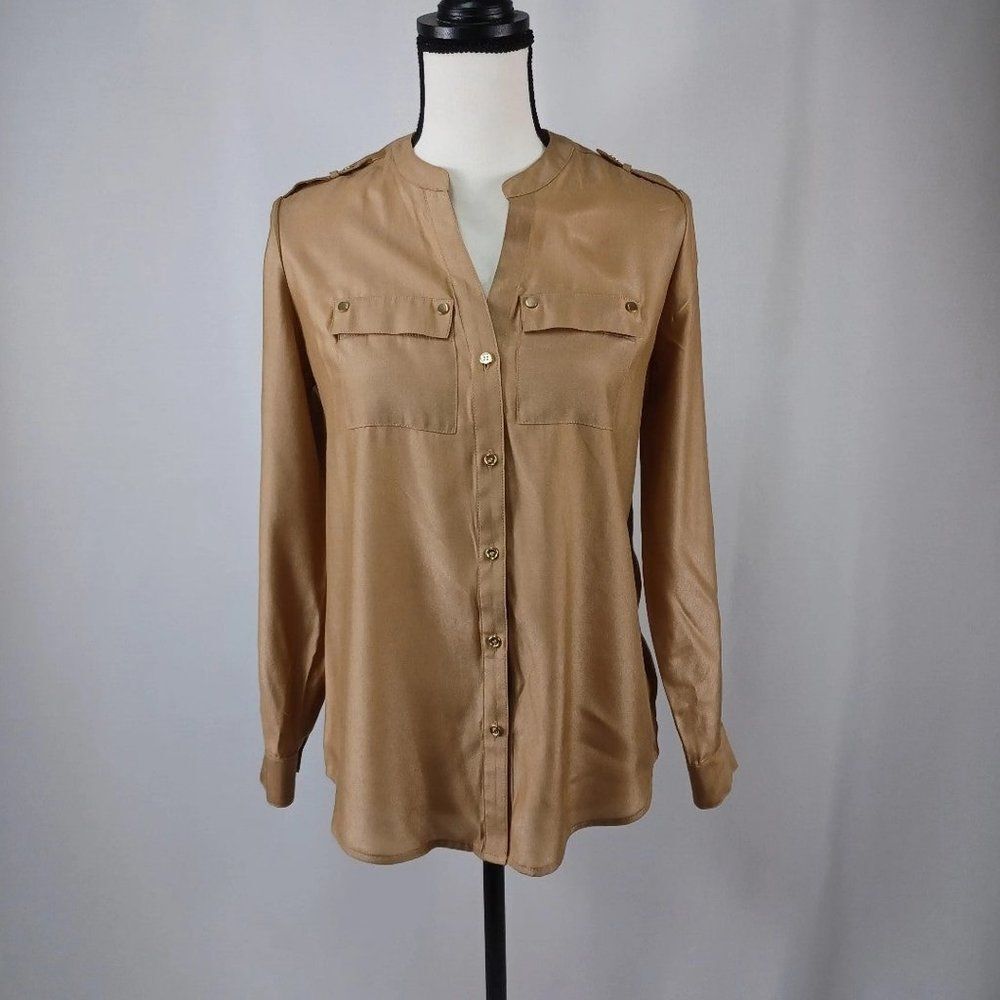 Charter Club Woman Button Down Top Blouse Gold Buttons 2X Plus Size